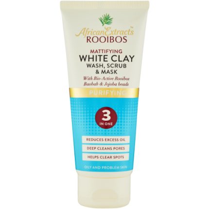 African Extracts Rooibos Mattifying White Clay 3 in One Wash, Scrub & Mask - 100ml