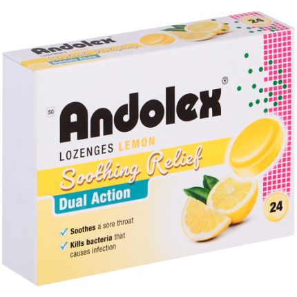 Andolex Soothing Relief Dual Action Lozenges Lemon Flavour - 24
