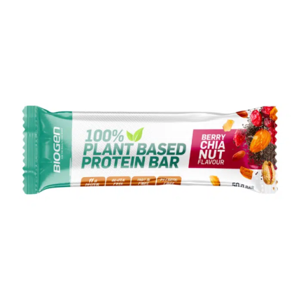 BIOGEN 100% Plant Based Protein Bar Berry Chia Nut Flavour - 50g