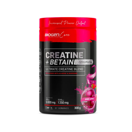 BIOGEN Core Creatine + Betaine Ultimate Creatine Blend Powder Mixed Berry Flavour- 300g