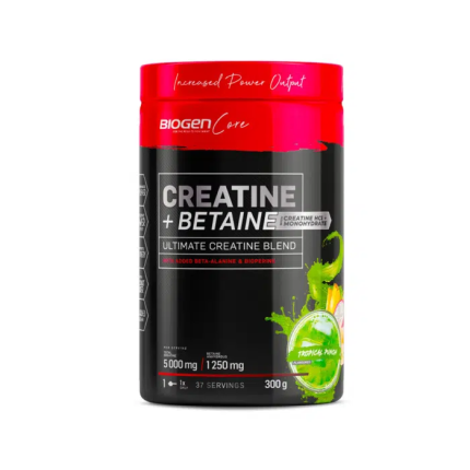 BIOGEN Core Creatine + Betaine Ultimate Creatine Blend Powder Tropical Punch Flavour- 300g