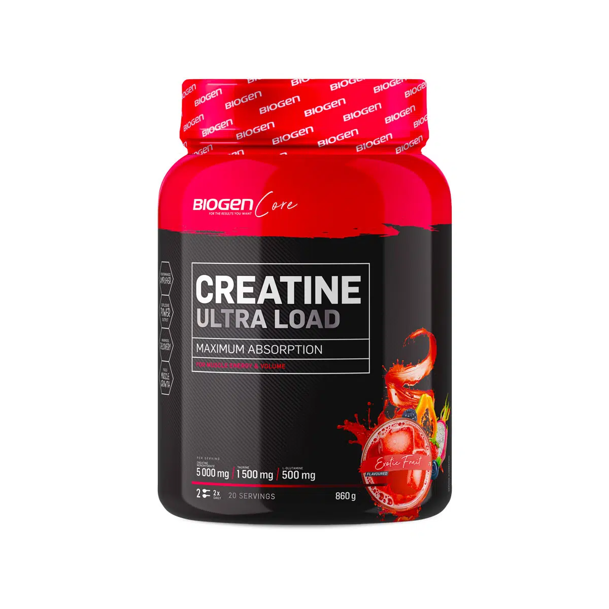 BIOGEN Core Creatine Ultra Load Maximum Absorption Powder Exotic Fruit ...