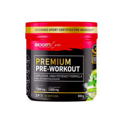 BIOGEN Core Premium Pre-Workout Explosive High Potency Formula Powder Lime Mojito Flavour- 600g