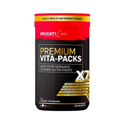 BIOGEN Core Premium Vita Packs High Performance Nutri Packs 8 Capsules in 1 Sachet  - 30 Sachets