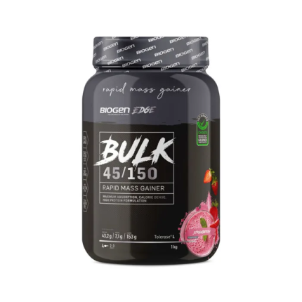 BIOGEN Edge Bulk 45/150 Rapid Mass Gainer Powder Strawberry Flavour - 1kg