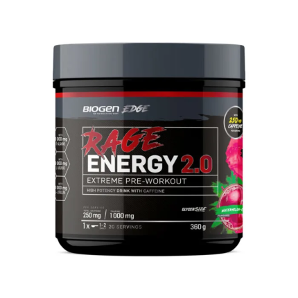 BIOGEN Edge Rage Energy 2,0 Extreme Pre-Workout High Potency Drink Powder WatermeloN Kiwi Flavour - 360g