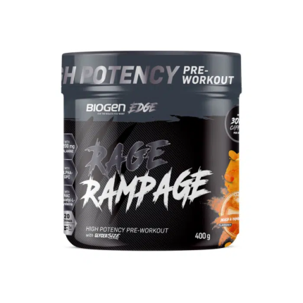 BIOGEN Edge Rage Rampage High Potency Pre-workout Powder Peach & Mango Flavour - 400g