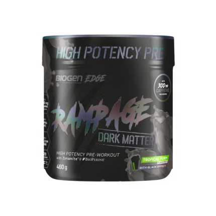 BIOGEN Edge Rampage Dark Matter High Potency Pre-Workout Drink Powder Tropical Fury Flavour - 460g