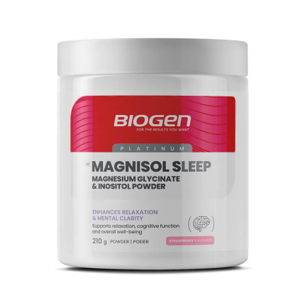 BIOGEN Magnisol Sleeo Magnesium Glycinate & Inositol Powder Strawberry Flavour - 210g