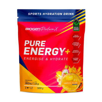 BIOGEN Perform X Pure Energy+ Energise & Hydrate Sports Hydration Drink Tropical Island Flavour - 500g
