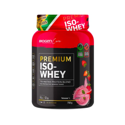 BIOGEN Premium Iso-Whey TRI-Matrix Protein Blend Strawberry Flavour - 750g