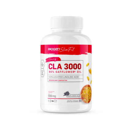 BIOGEN SlimFit CLA 3000 Conjugated Linoleic Acid 80% Safflower Oil Soft Gelatine Capsules - 90