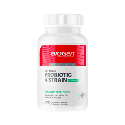 BIOGEN Supreme Probiotic 4 Strain Probiotic Supplement Vegetarian Capsules - 30