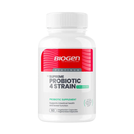 BIOGEN Supreme Probiotic 4 Strain Probiotic Supplement Vegetarian Capsules - 60