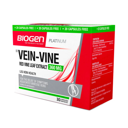 BIOGEN Vein-Vine Red Vine Leaf Extract 360mg Capsules - 30