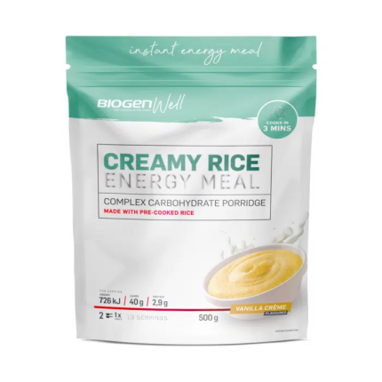 BIOGEN Well Creamy Rice Energy Meal Complex Carbohydrate Porridge Vanilla Crème Flavour - 500g