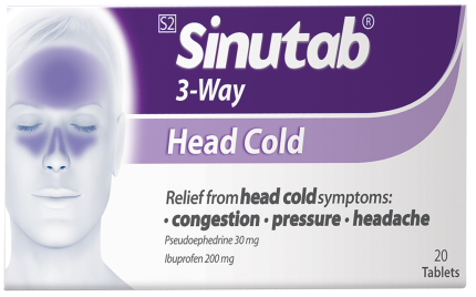 Sinutab 3-Way Head Cold Relief Tablets - 20