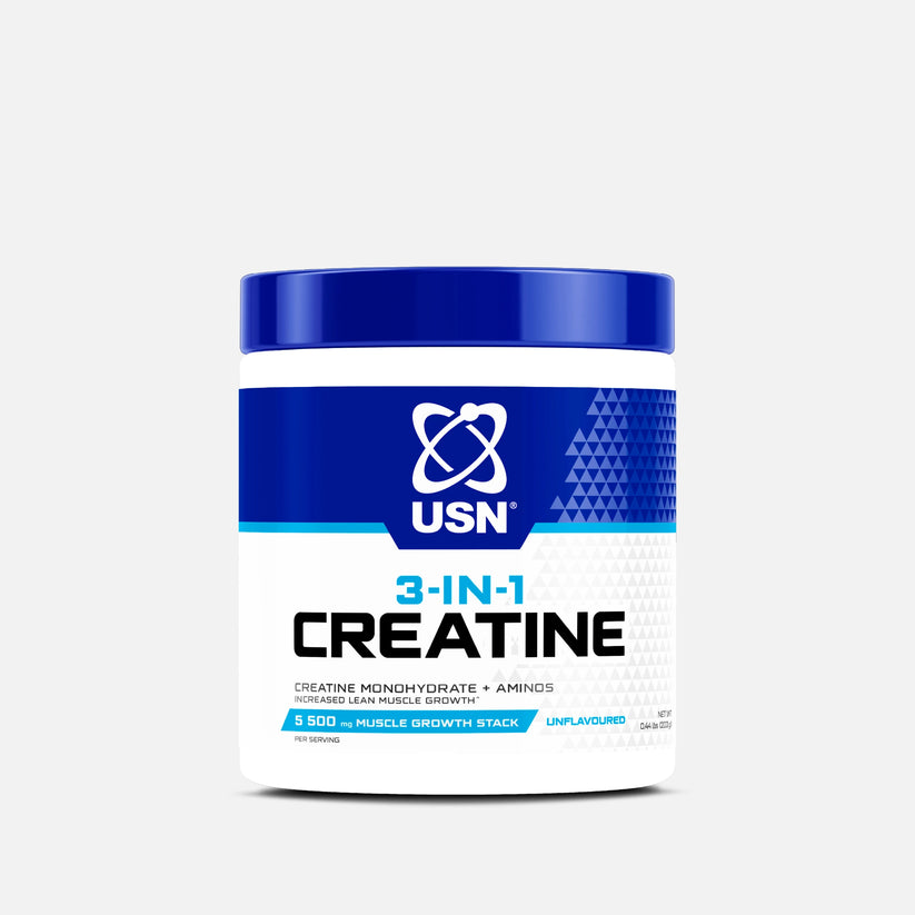 usn-3-in-1-creatine-monohydrate-aminos-supplement-unflavoured-200g.jpg USN 3-IN-1 Creatine Monohydrate + Aminos Supplement Unflavoured - 200g - Image 1