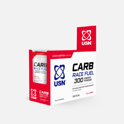USN Carb Race Race Fuel 300 Energy Powder 10 x 94g Sachets Mixed Berries Flavour
