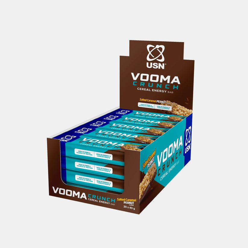usn-vooma-crunch-cereal-energy-bar-salted-caramel-peanut-flavour-20-x-40g.jpg USN VOOMA Crunch Cereal Energy Bar Salted Caramel Peanut Flavour - 20 x 40g - Image 1