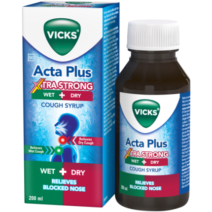 Vicks Acta Plus Xtra Strong Wet + Dry Cough Syrup - 200ml