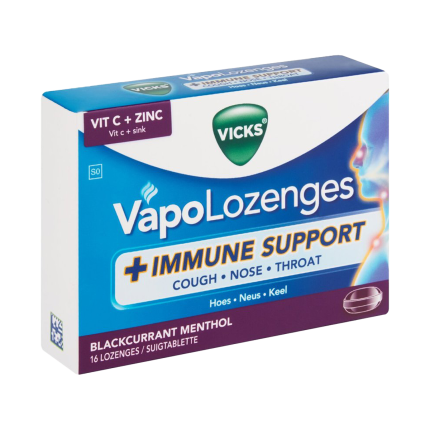 Vicks VapoLozenges +Immune Support Blackcurrant Menthol Flavour Lozenges - 16