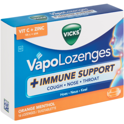 Vicks VapoLozenges +Immune Support Orange Menthol Flavour Lozenges - 16