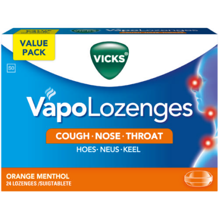 Vicks VapoLozenges Orange Menthol Flavour Lozenges - 24