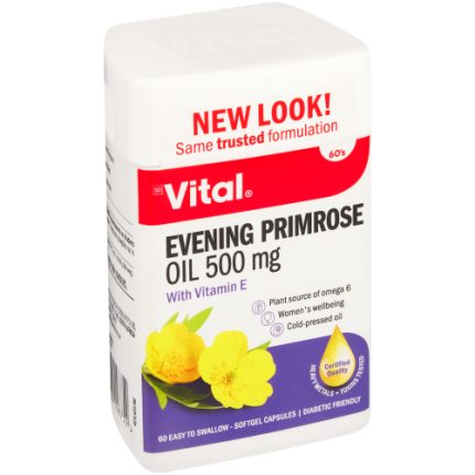 Vital Evening Primrose Oil 500mg with Vitamin E Softgel Capsules - 60