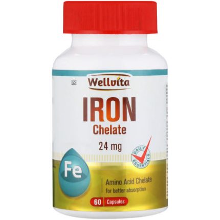 Wellvita Iron Chelate 24mg Amino Acid Chelate Capsules - 60