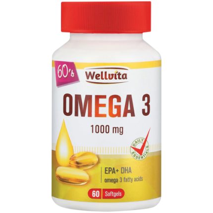 Wellvita Omega 3 1000mg EPA+DHA Omega 3 Fatty Acids Capsules - 60