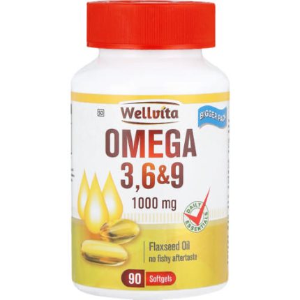 Wellvita Omega 3,6 & 9 1000mg Flaxseed Oil Softgels - 90
