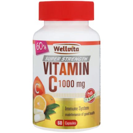 Wellvita Super Strength Vitamin C 1000mg Immune System Health Veggie Capsules - 60